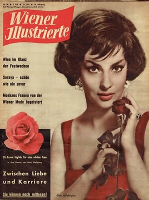 GINA LOLLOBRIGIDA Cover Magazine 1960 Vintage Weekly Issue Wiener Illustrierte ! - Image 1 of 2
