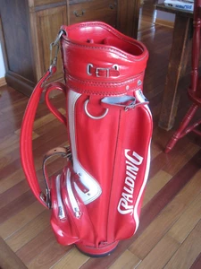 Vintage Leather Spalding Golf Bag Red White 3 Way Made in USA Mr 59 Invitational - Picture 1 of 8