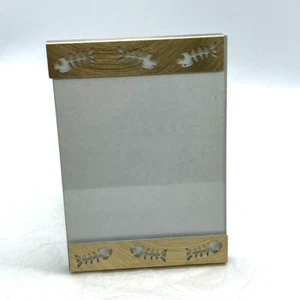 Metal Photo Frame Fish Design Gold Tone Freestanding Holds 9.5cm x 9cm angler - Picture 1 of 10