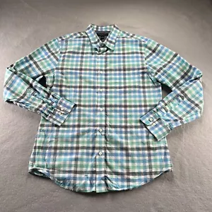 Banana Republic Shirt Mens Large Green Blue Button Up Gingham Soft Wash Slim Fit - Picture 1 of 10