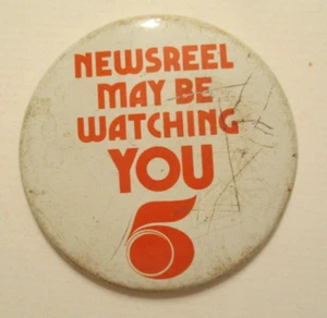 Channel 5 Wochenschau May be watching you Television Vintage Pinback Button - Bild 1 von 3