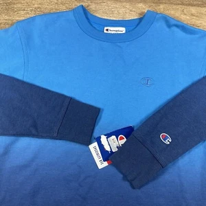 NWT Champion Men's Small Blue Ombre Cotton Polyester Fleece Sweatshirt Pullover - Picture 1 of 9