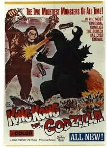 PÓSTER DE COPIA EN COLOR KING KONG VS GODZILLA 1962 FOTO FIJA HORROR MONSTRUOS OBRA DE ARTE - Imagen 1 de 1