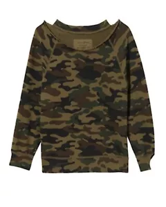 $190 NWT NILI LOTAN Green Camo Fleece Luka Scoopneck Sweatshirt Top RARE! XS - Picture 1 of 12