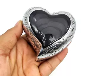 Gray Heart Keepsake Urn - Mini Ash Urn Small Handcrafted Cremation Urn for Ashes - Picture 1 of 7