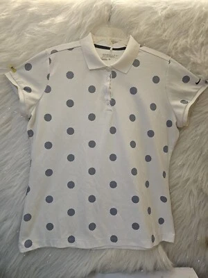 CAMISA NIKE MUJER DRI FIT MANGA CORTA CUELLO TOUR PERFORMANCE XL LUNARES BLANCA Foto 1 de 4