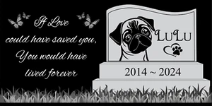 Pet memorial Engraved Marker, headstone Granite gravestone, Pug dog - Picture 1 of 24