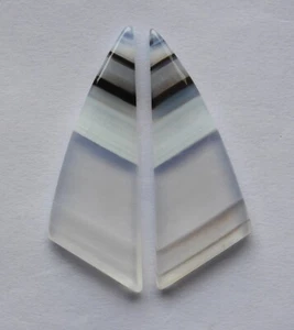 27.40 Ct Natural Banded Agate (39mm X 14.5mm each) Cabochon Loose Match Pair - Picture 1 of 3