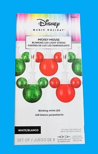 Disney Magic Holiday Glitter Mickey Twinkling Red & Green LED String Lights NEW - Picture 1 of 4