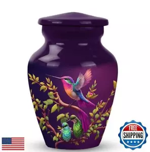 YATSKIA Purple Hummingbird Small Keepsake Urn for Human Ashes Female and Male - Picture 1 of 5