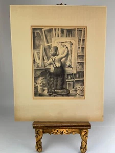 James Chapin Künstler Original Lithographie Kunst "Komposition" Junge Zeichnung signiert - Bild 1 von 4