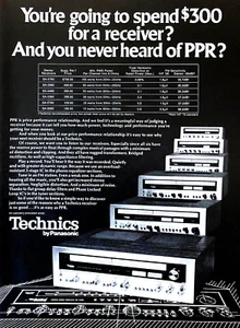 TECHNICS BY PANASONIC — RECEPTORES ESTÉREO — ANUNCIO IMPRESO VINTAGE 1976 BLANCO Y NEGRO - Imagen 1 de 1