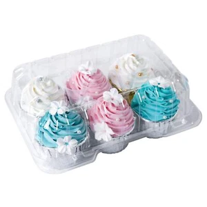Clear Cupcake Boxes 6 Cavity Holder Large 6 Compartment Muffin Containers Plasti - Picture 1 of 7
