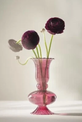 Novo Vaso de Vidro Recortado Anthropologie Pequeno Venini Rosa Fúcsia - Imagem 1 de 4