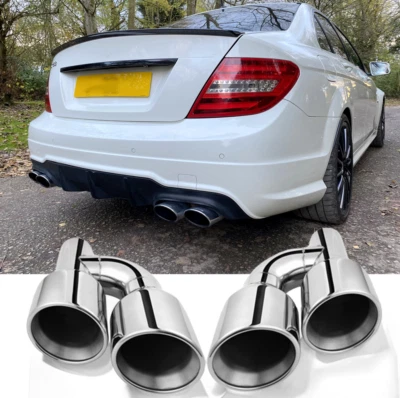 Двойные настенные выхлопные наконечники 2,5 дюйма в 4 дюйма наружные H-типа для Mercedes Benz AMG E S CLS класса - Изображение 1 из 4