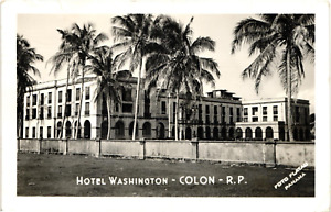 Real Photo RPPC Postcard Hotel Washington Colon Panama Canal Zone Posted 1947