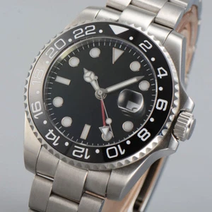43mm Esfera Negra Esfera Esfera Cristal Zafiro GMT Cerámica Bisel Automático Hombre - Imagen 1 de 5