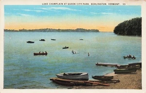 Lake Champlain at Queen City Park, Burlington, Vermont PC vintage - Foto 1 di 2