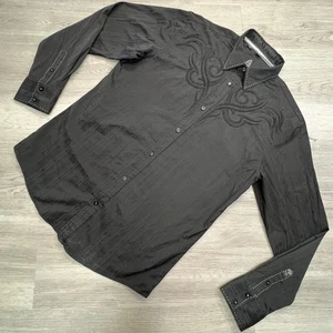 Roar Maverick Mens Embroidered Button Down Long Sleeve Shirt Large Patterned - Picture 1 of 17
