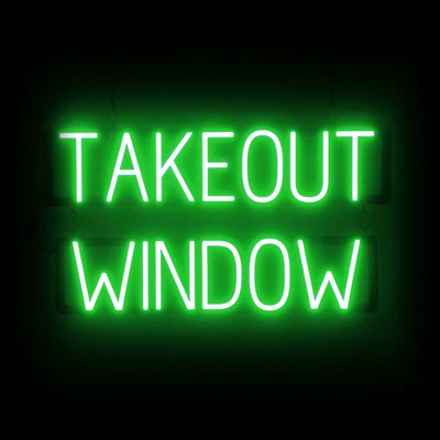 SpellBrite TAKEOUT WINDOW Sign | Neon Sign Look, LED Light | 28.1" x 15.0" - Image 1 of 4