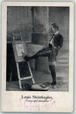13941516 - Fusskuenstler Louis Steinkogler an der Staffelei AK Typen 1919 - Bild 1 von 2