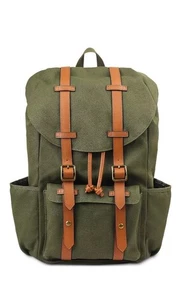 CLUB ROOM Khaki Green Utility heritage Backpack vintage/retro canvas risk - Picture 1 of 7