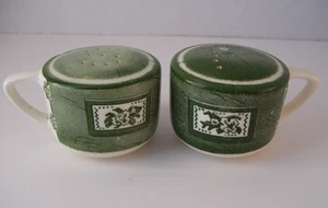 Royal China Colonial Homestead Green Salt & Pepper Shakers Set USA Vintage 1950 - Picture 1 of 9