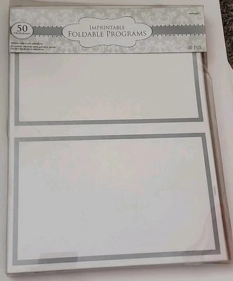 Programas Plegables Imprimibles Blanco Con Borde Plateado 50 Programas Amscan Foto 1 de 4