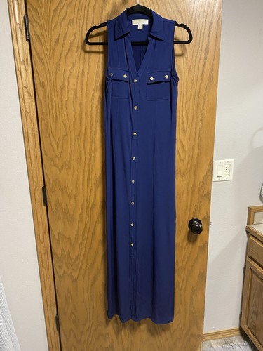 Maxi abito blu navy Michael Kors con colletto TAGLIA XS MANCA CINTURA