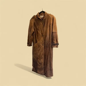 Vintage Split End Ltd Coat Women Leather Full Length (4ft) S Brown Leather EX - Picture 1 of 8
