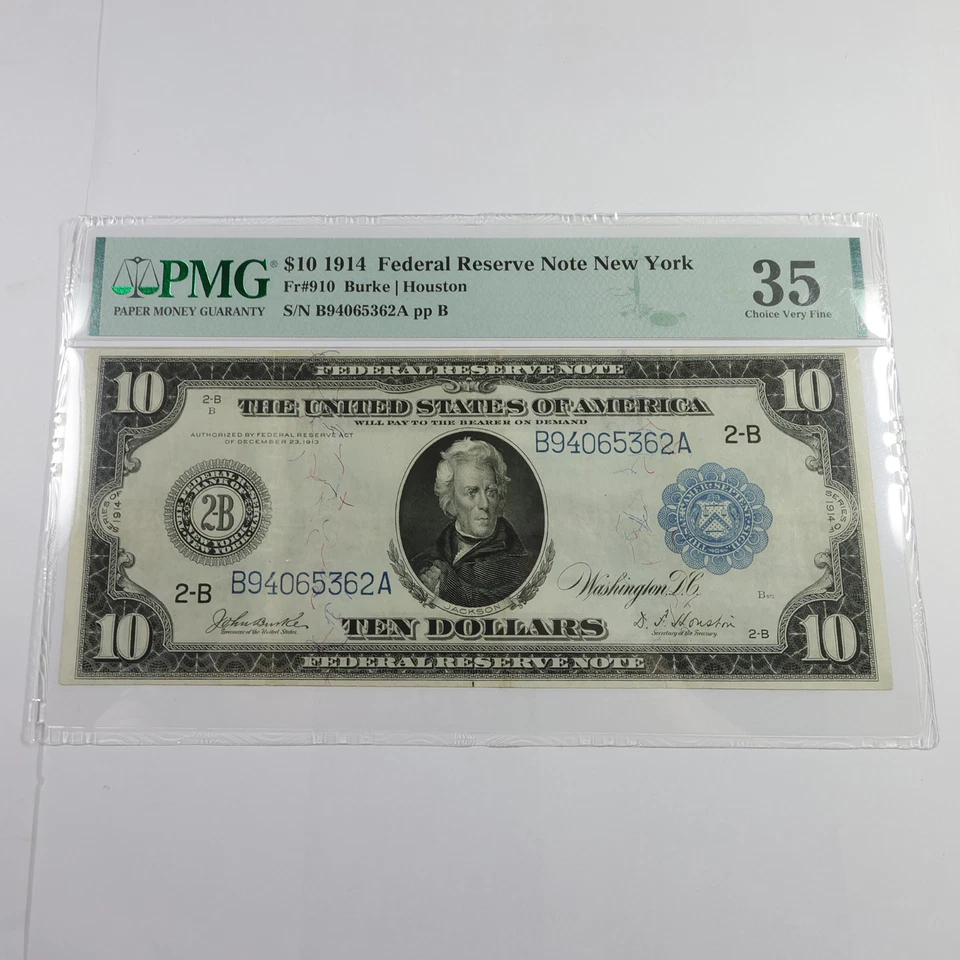 1914 PMG Choice VF35 New York Federal Reserve FR 910 $10 Ten Dollar Note #57884F - Image 1 of 4