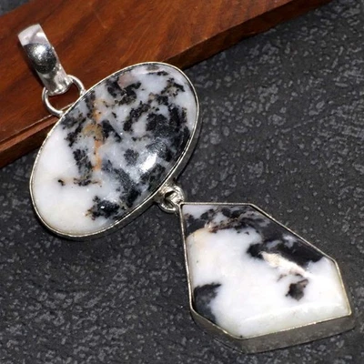 Long White Buffalo Turquoise 925 Silver Plated Pendant 2.6" Stylish Gift JW - Image 1 of 3