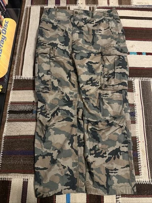 Pantalones Levis Sueltos Y2K Hombres 36x34 Marrón Camuflaje Carga Utilidad Bosque Caza Foto 1 de 4