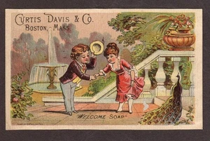 VIKTORIANISCHE WERBUNG HANDELSKARTE FÜR CURTIS DAVIS & CO. WILLKOMMENSSEIFE - Bild 1 von 2