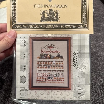NIP Told In A Garden Strawberries Forever Cross Stitch Chart Pattern - Image 1 of 4