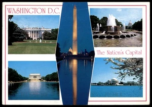 Vintage Washington D.C. Postcard Featuring Iconic Landmarks - 1980s - Picture 1 of 2