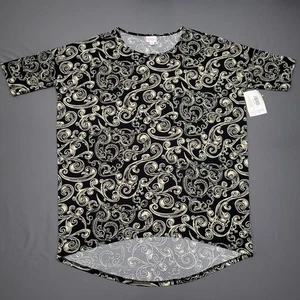 Lula Roe Bluse Damen Medium M Kurzarm Stretch Pullover Geometrisch Schwarz - Bild 1 von 14