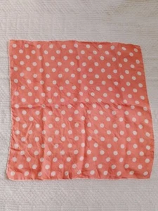 SCARF VINTAGE AUTHENTIC POLKA DOTS Pink White 18.5" SQUARE Silk - Picture 1 of 6