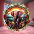 Elephant Suncatcher double face teint rond en acrylique décor