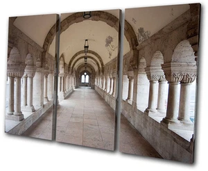 Architecture White Arch Corridor TREBLE CANVAS WALL ART Picture Print VA - Picture 1 of 1