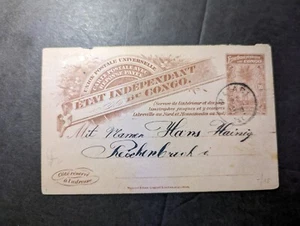 1907 Independent State of the Congo Postcard Cover to Reichenbach Germany - Picture 1 of 2