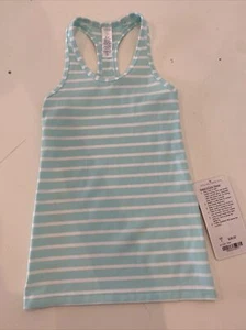 NWT 7 Yr IVIVVA KEEPURCOOL RACER BACK LUON STRIPED AQUA BLUE TANK TOP GIRLS - Picture 1 of 4