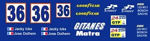 #36 Calcomanías de tobogán Jacky Ickx GITANES Matra 1/43 - Imagen 1 de 6
