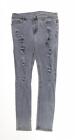 ASOS Mens Grey Cotton Skinny Jeans Size 30 in L32 in Regular Zip