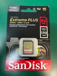 SANDISK Extreme PLUS 64GB SDXC UHS-I CARD (E16002392) - Picture 1 of 2