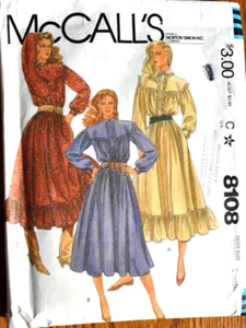 MCCALLS PATTERN 8018 DRESSES MISSES SIZE SMALL CUT VINTAGE 1982 - Picture 1 of 2