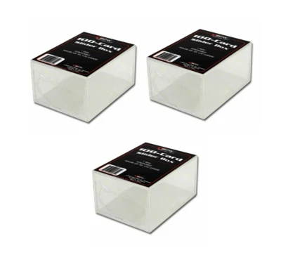 (3-Pack) BCW 100 Card Size Slider Box Stackable Plastic Card Storage Cases - Image 1 of 2