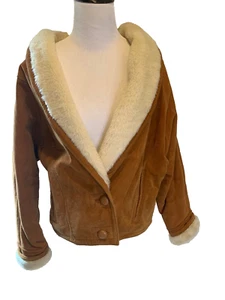 Vintage Leather Jacket Women's Size S Shearling Brown Winlit Pockets Lined - Imagen 1 de 16