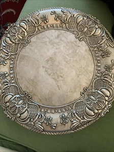 Set Of 8 Embossed 14” American Atelier Plate Chargers Marbled Gold Tone  New Tag - Picture 1 of 5