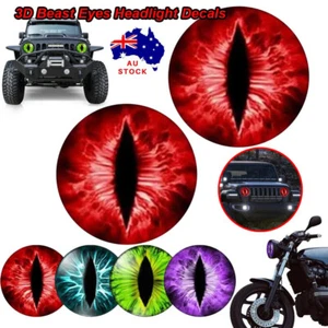 2Pcs Beast Eyes Headlight Decals 3D Stereo Stickers Eyeball Car Headlight Decal - Picture 1 of 14